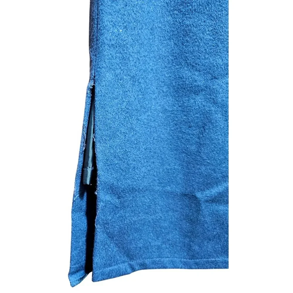 Vintage Miri New York Wool Blend Teal Skirt With Overlap Detail & Side Slits